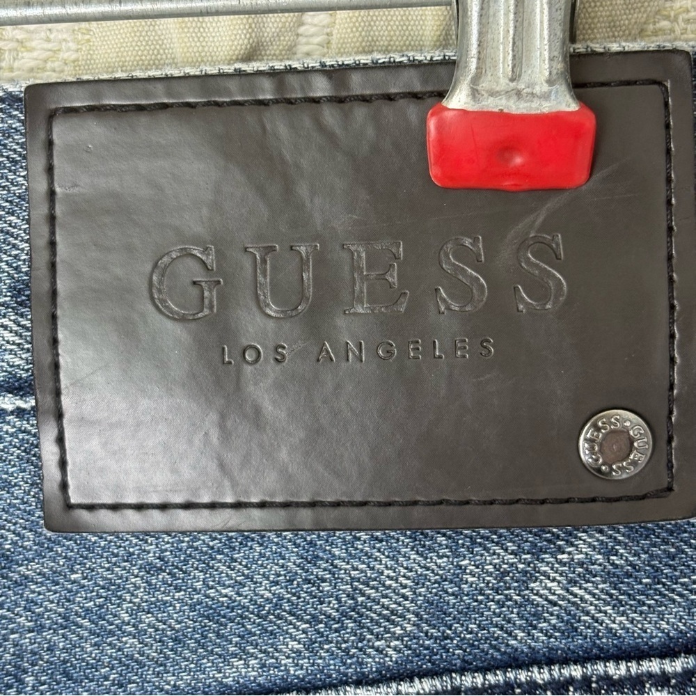 GUESS Del Mar Fit Jeans Women’s 33 Low Rise Slim Ripped Velvet Backing Y2K Denim - Picture 12 of 15